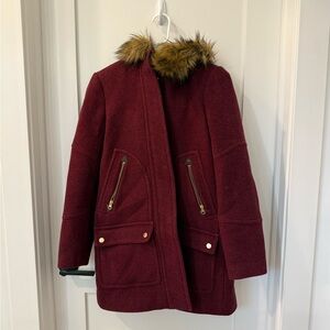 J. Crew Maroon Stadium Cloth Coat